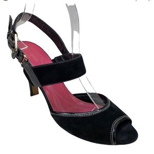 Kate Spade Black Patent Leather and Suede Sandals Heels 9.5